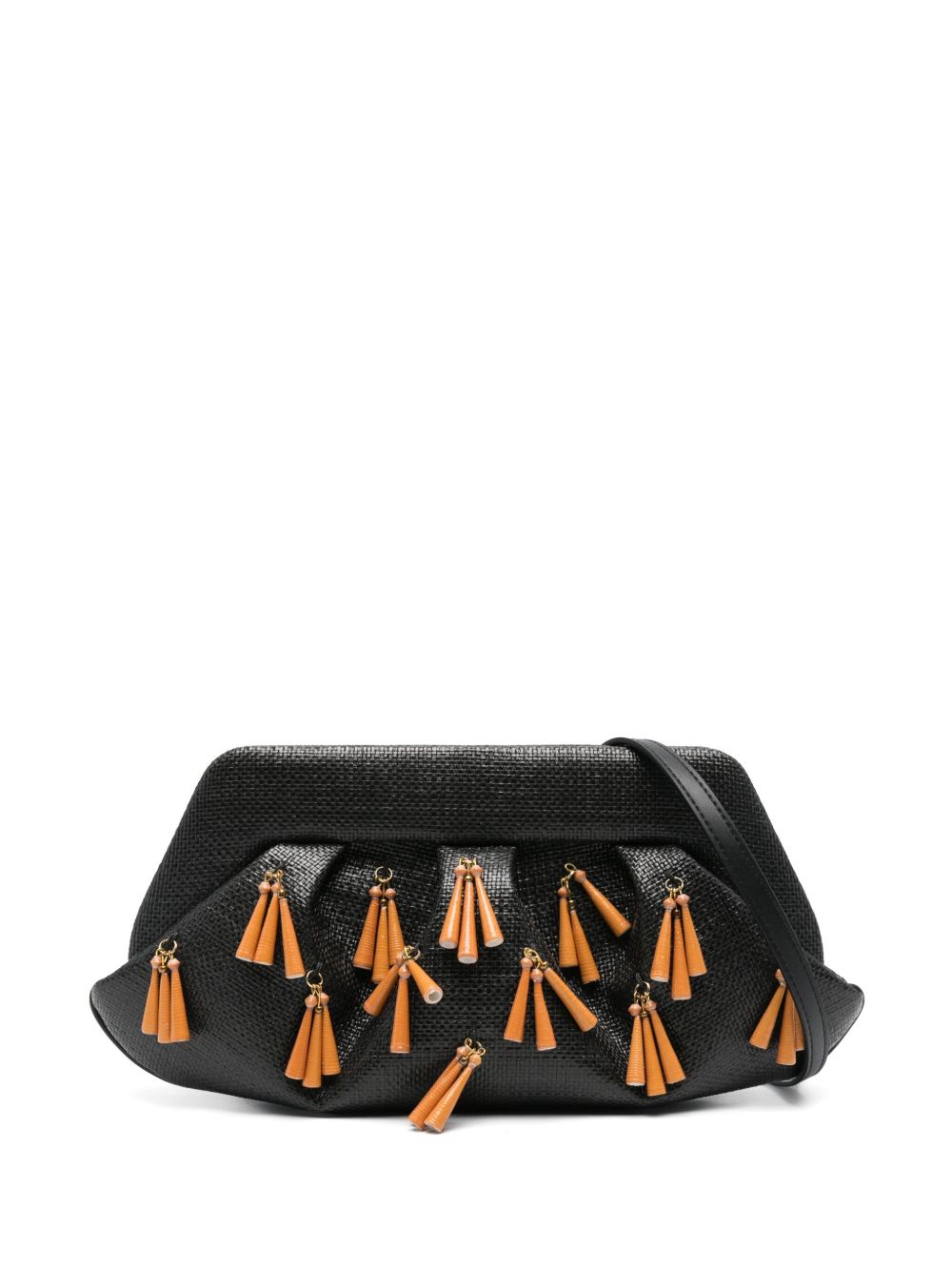 THEMOIRE' Emera Fringed Clutch Bag In Black