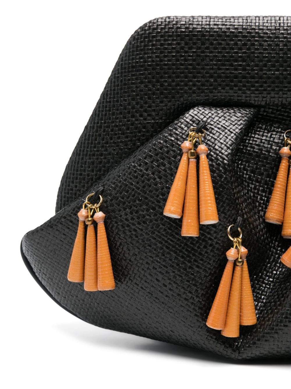 THEMOIRE' Emera Fringed Clutch Bag In Black