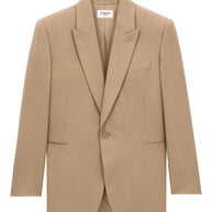 Saint Laurent Wool Single Breasted Jacket - Beige