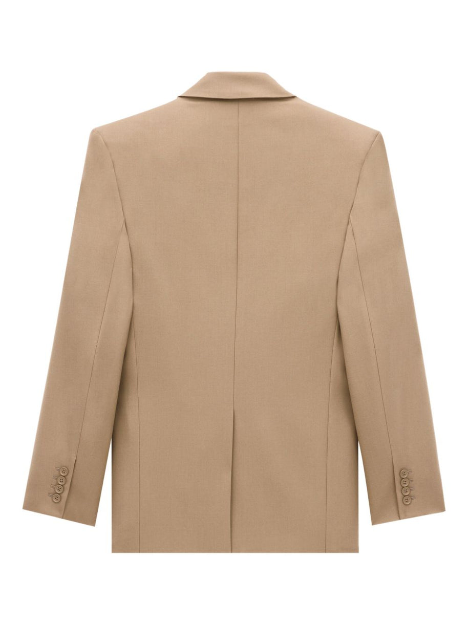 Saint Laurent Wool Single Breasted Jacket - Beige