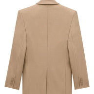 Saint Laurent Wool Single Breasted Jacket - Beige