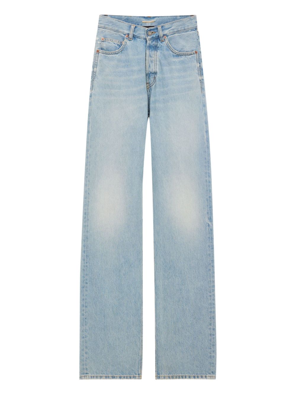 Saint Laurent V-waist Long Baggy Jeans In Clear Blue