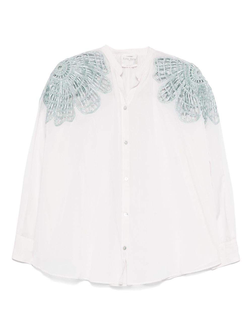 Forte Forte Embroidered Cotton Blend Shirt In Clear Blue