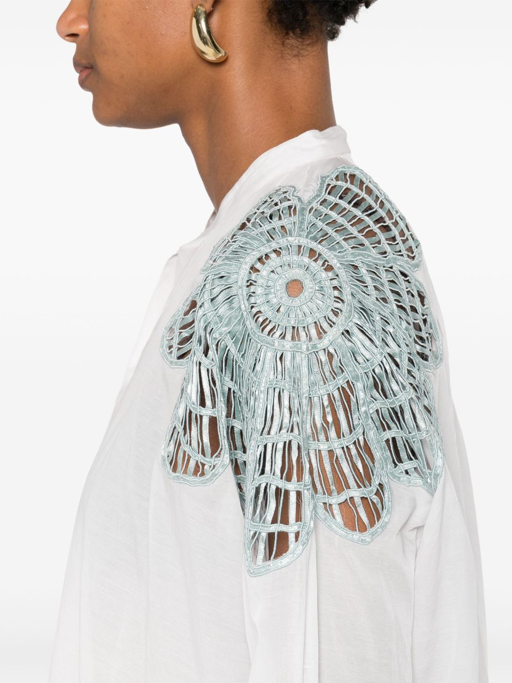 Forte Forte Embroidered Cotton Blend Shirt In Clear Blue