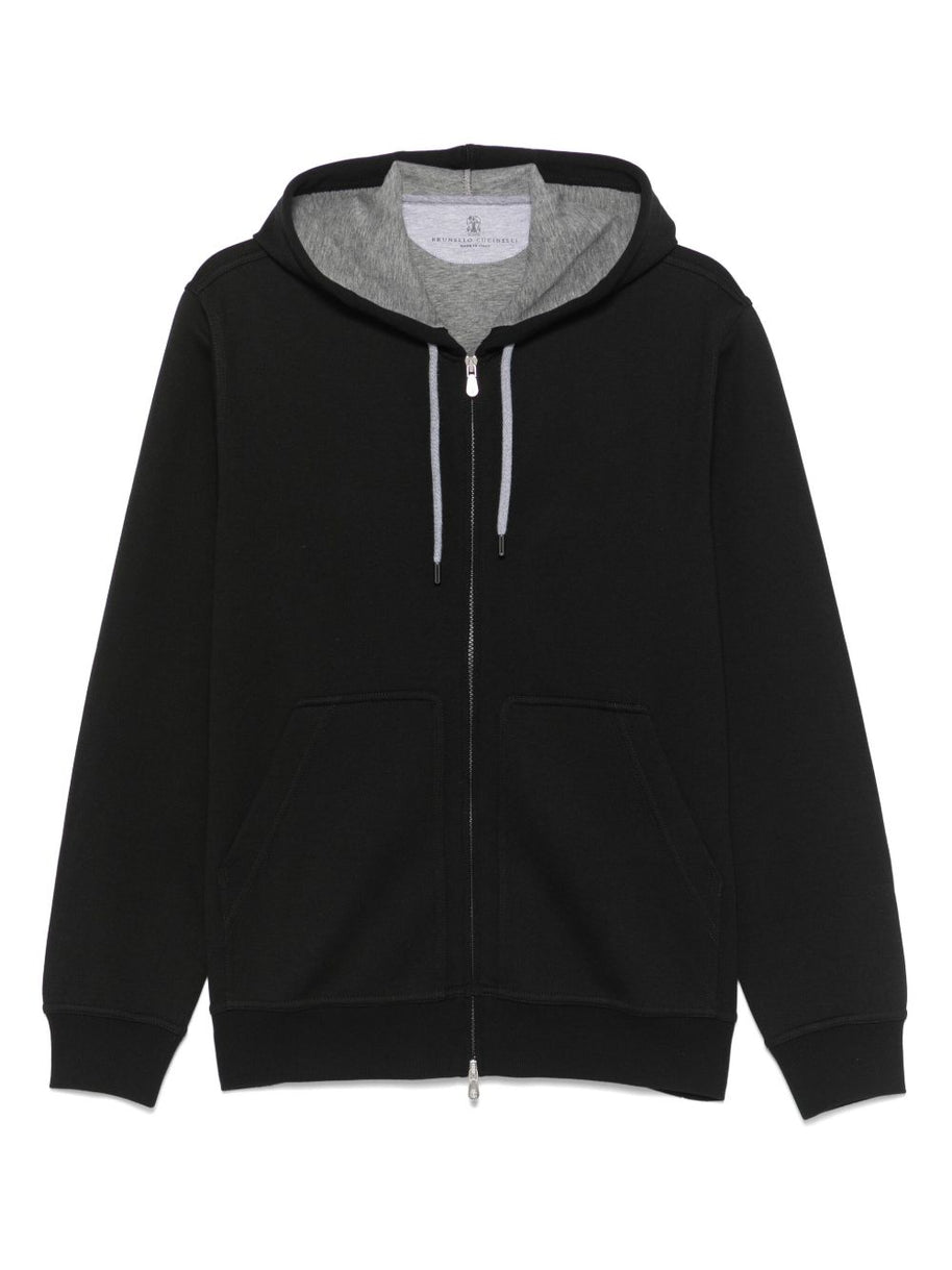 Brunello Cucinelli Cotton Zipped Hoodie - Black