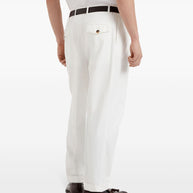 Brunello Cucinelli Tailored Fit Cotton Trousers - White