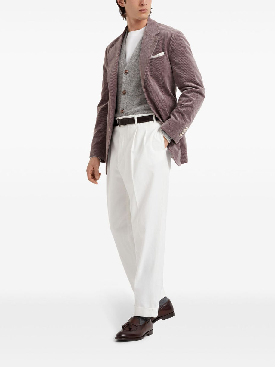 Brunello Cucinelli Tailored Fit Cotton Trousers - White