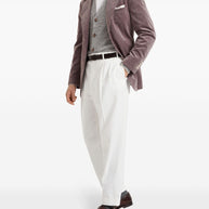 Brunello Cucinelli Tailored Fit Cotton Trousers - White