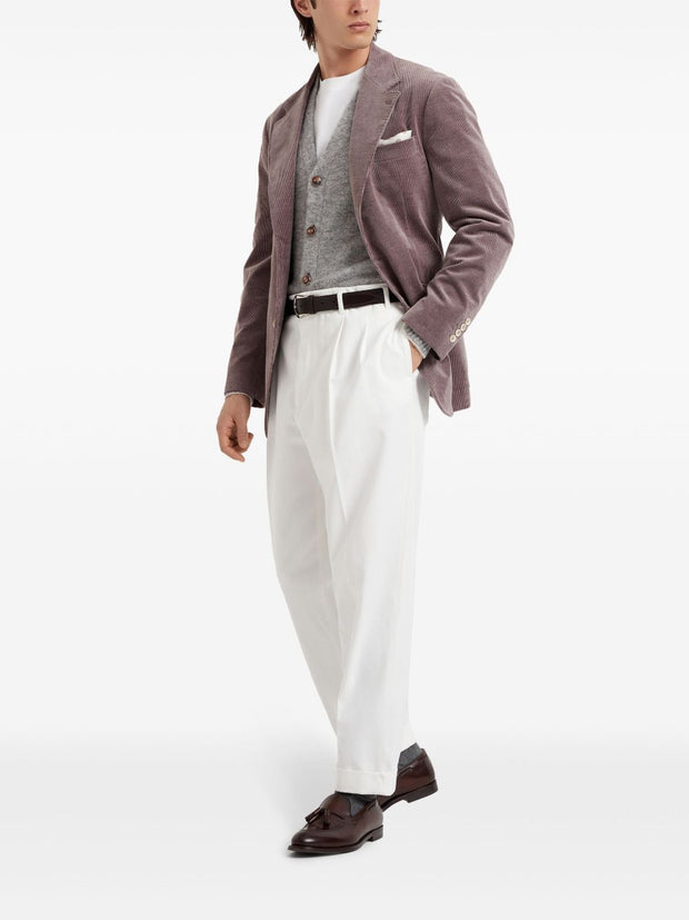 Brunello Cucinelli Tailored Fit Cotton Trousers - White