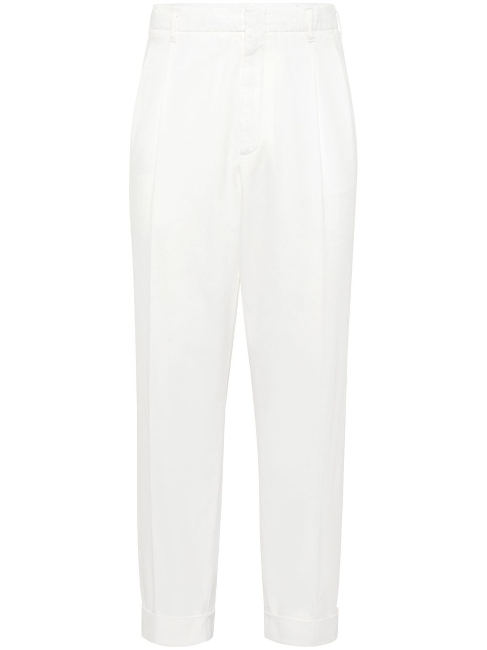 Brunello Cucinelli Tailored Fit Cotton Trousers - White