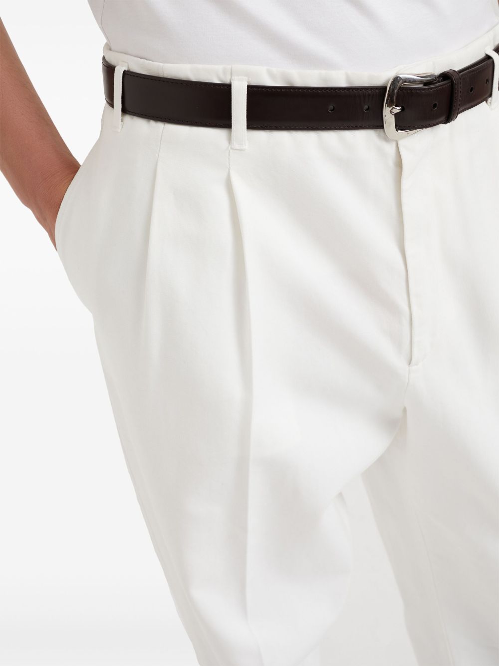 Brunello Cucinelli Tailored Fit Cotton Trousers - White