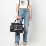Zanellato Postina Daily Medium Leather Handbag - Black