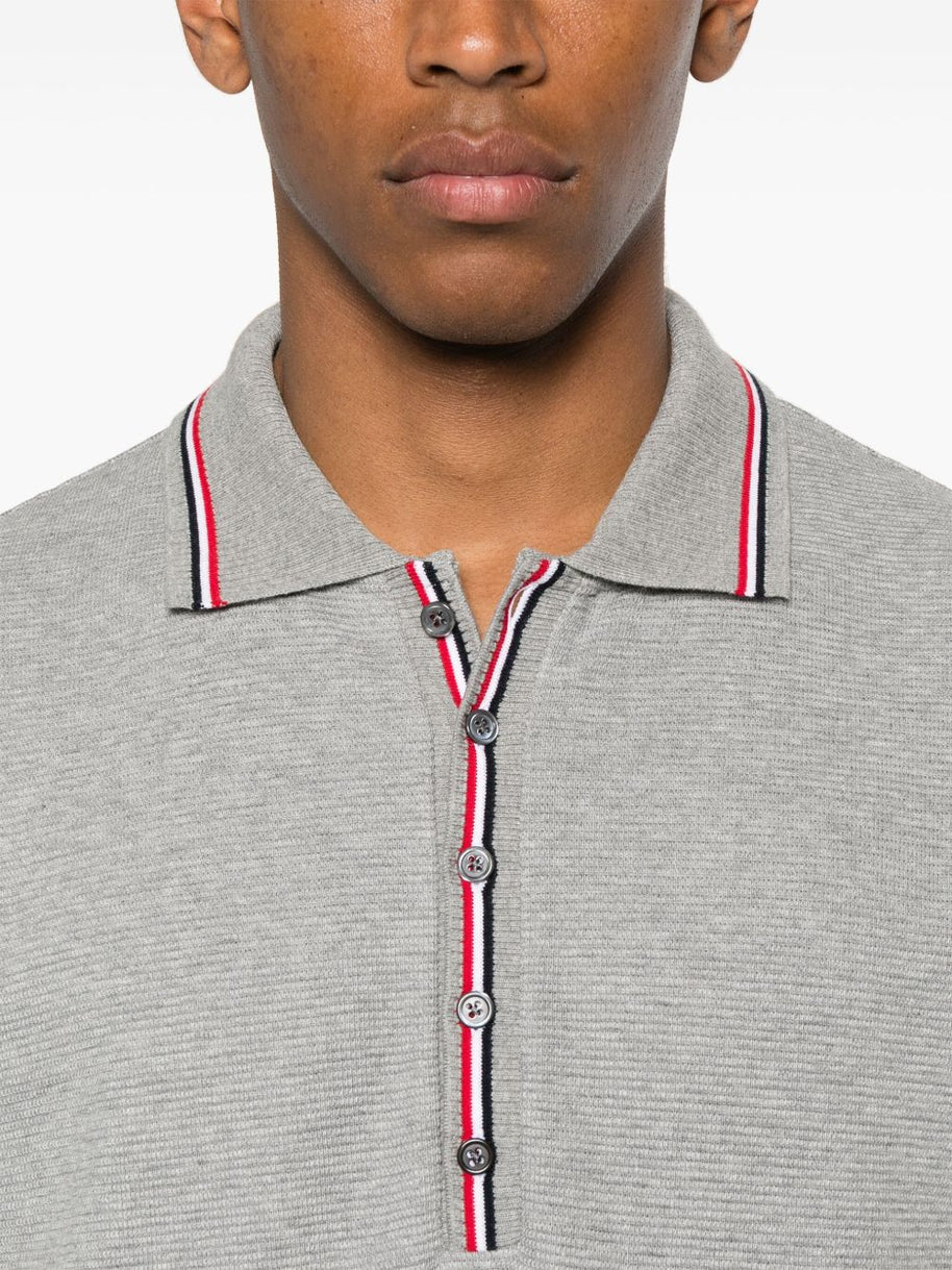 Thom Browne Rwb Cotton Polo Shirt - Light Grey