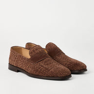 Brunello Cucinelli Weaved Suede Penny Loafer - Brown