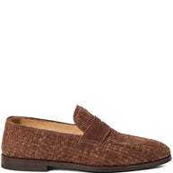 Brunello Cucinelli Weaved Suede Penny Loafer - Brown