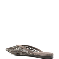 Brunello Cucinelli Abstract Embroidered Suede Slingback Ballet Flats