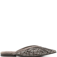 Brunello Cucinelli Abstract Embroidered Suede Slingback Ballet Flats