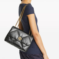Tory Burch Kira Diamond Leather Shoulder Bag - Black