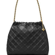 Tory Burch Fleming Leather Hobo Bag - Black