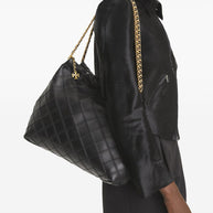 Tory Burch Fleming Leather Hobo Bag - Black
