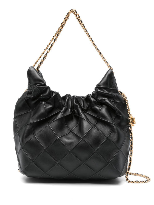Tory Burch  Fleming Mini Leather Hobo Bag - Black