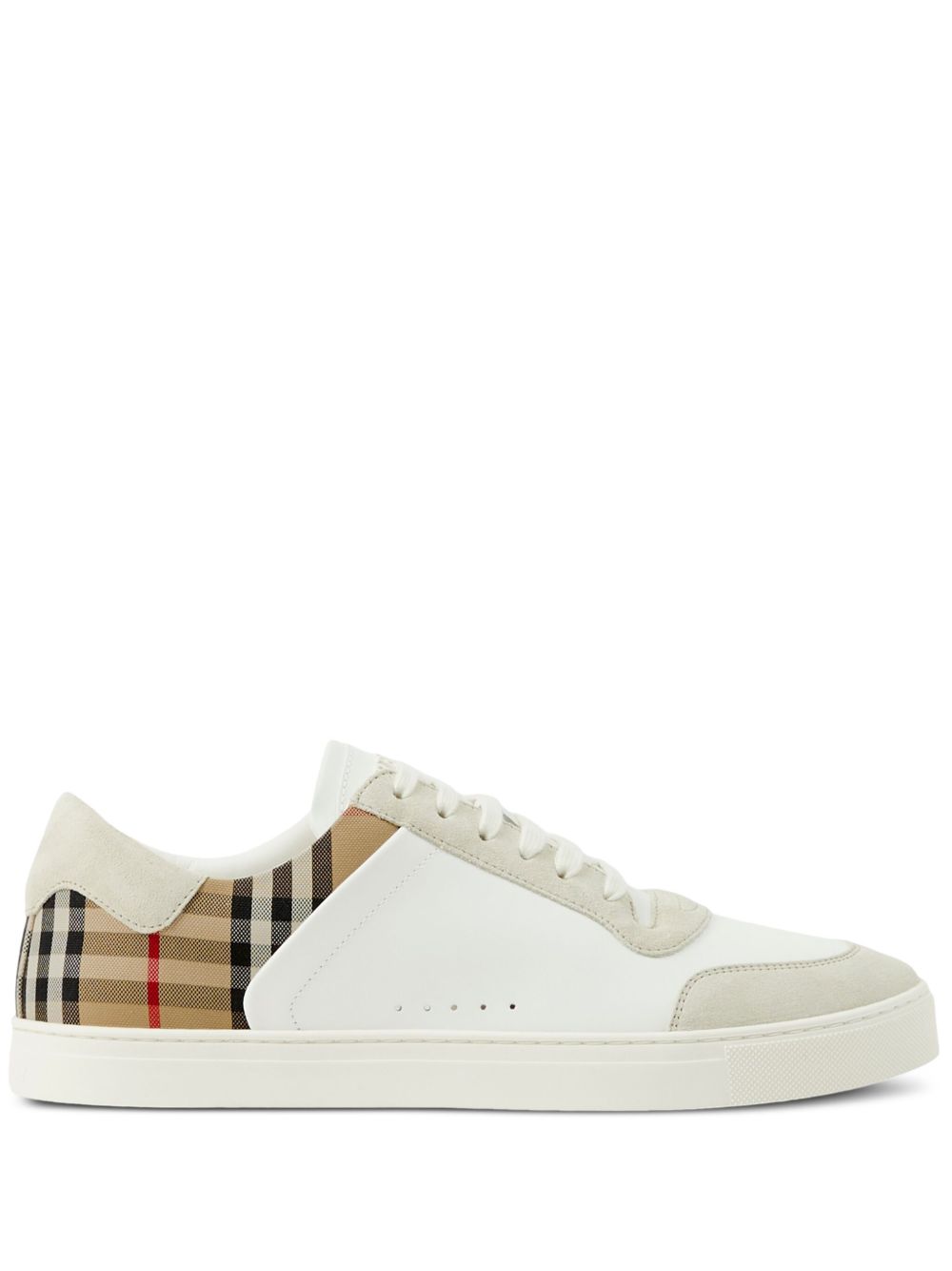 Burberry Leather, Suede And Check Sneakers