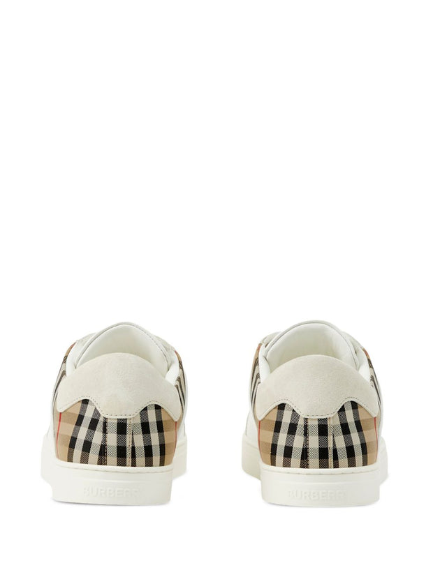 Burberry Leather, Suede And Check Sneakers