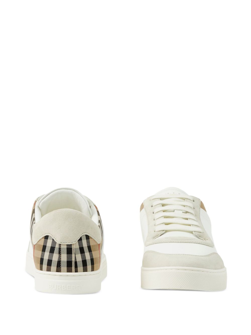 Burberry Leather, Suede And Check Sneakers