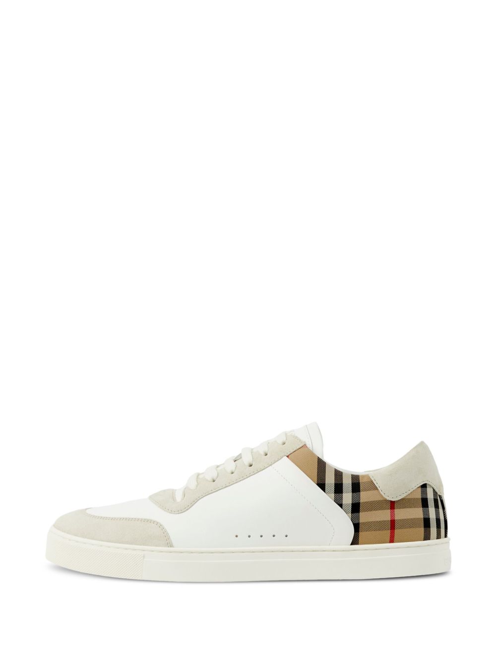 Burberry Leather, Suede And Check Sneakers