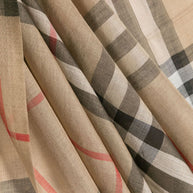 Burberry Giant Check Wool And Silk Scarf - Beige