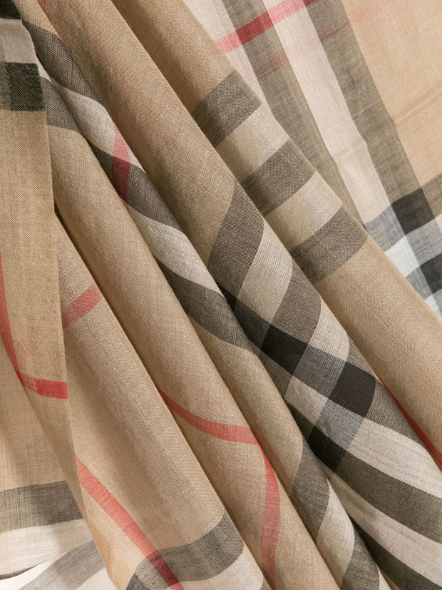 Burberry Giant Check Wool And Silk Scarf - Beige