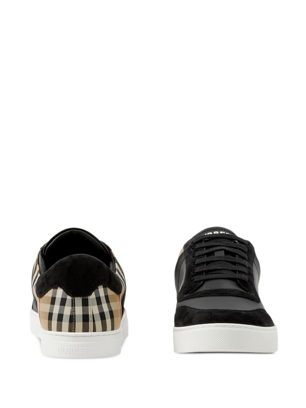 Burberry Leather, Suede And Check Sneakers