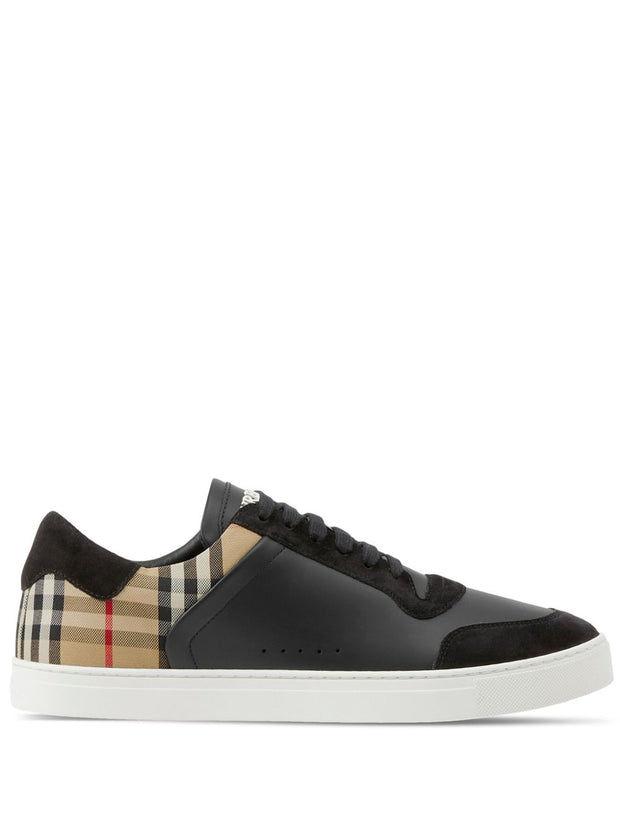 Burberry Leather, Suede And Check Sneakers