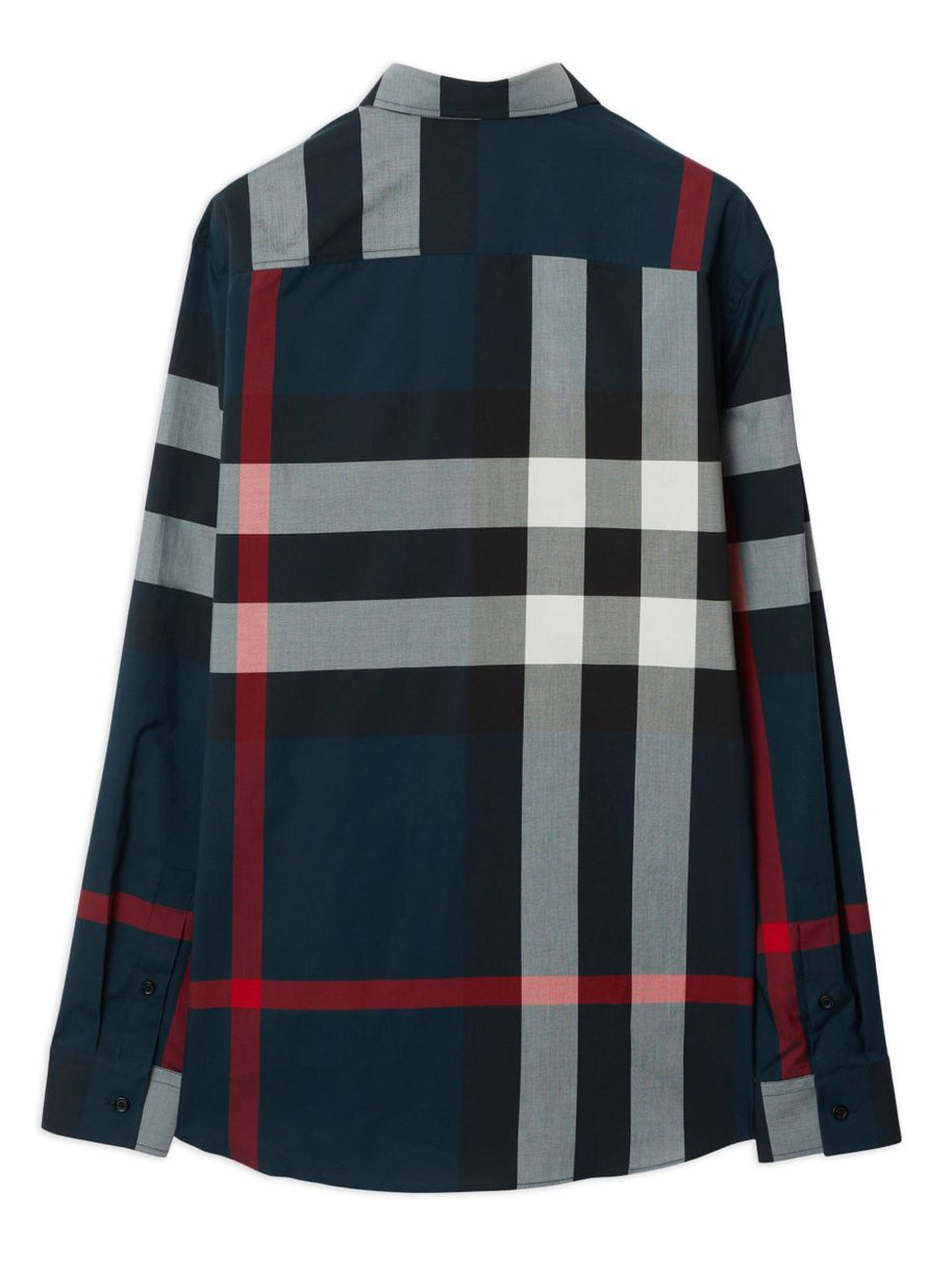 Burberry Check Cotton Shirt - Blue