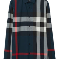 Burberry Check Cotton Shirt - Blue