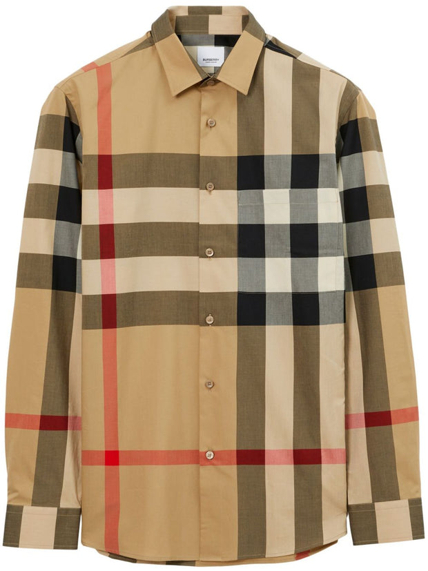 Burberry Check Cotton Shirt - Beige
