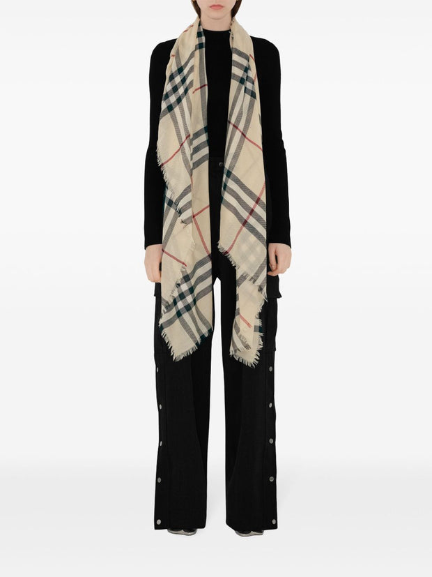 Burberry Giant Check Wool Scarf - Cream