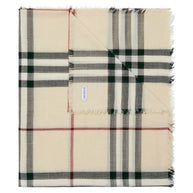 Burberry Giant Check Wool Scarf - Cream