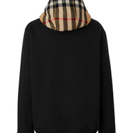 Burberry Check Motif Cotton Hoodie - Black