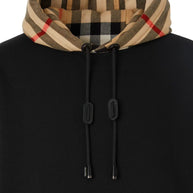 Burberry Check Motif Cotton Hoodie - Black