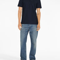 Burberry Check Collar Cotton Polo Shirt - Blue