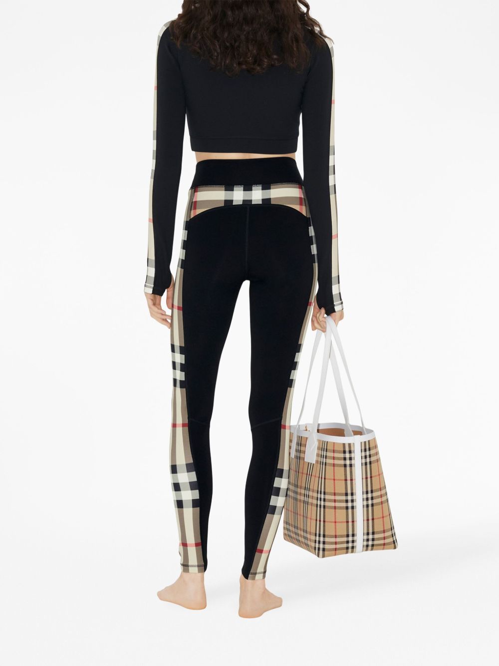 Burberry Check Motif Cropped Sweatshirt - Black