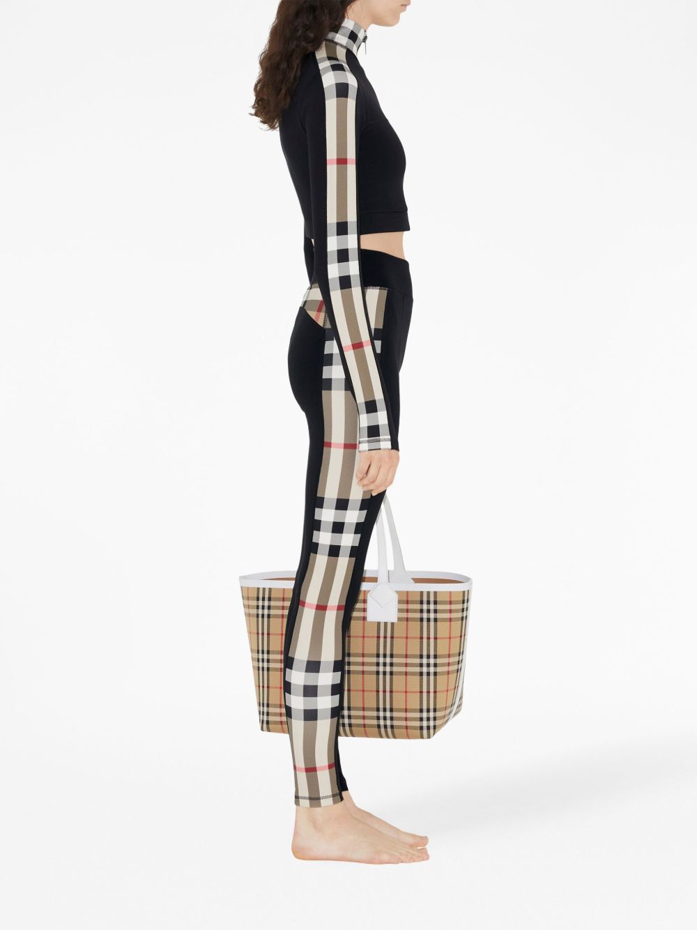 Burberry Check Motif Cropped Sweatshirt - Black