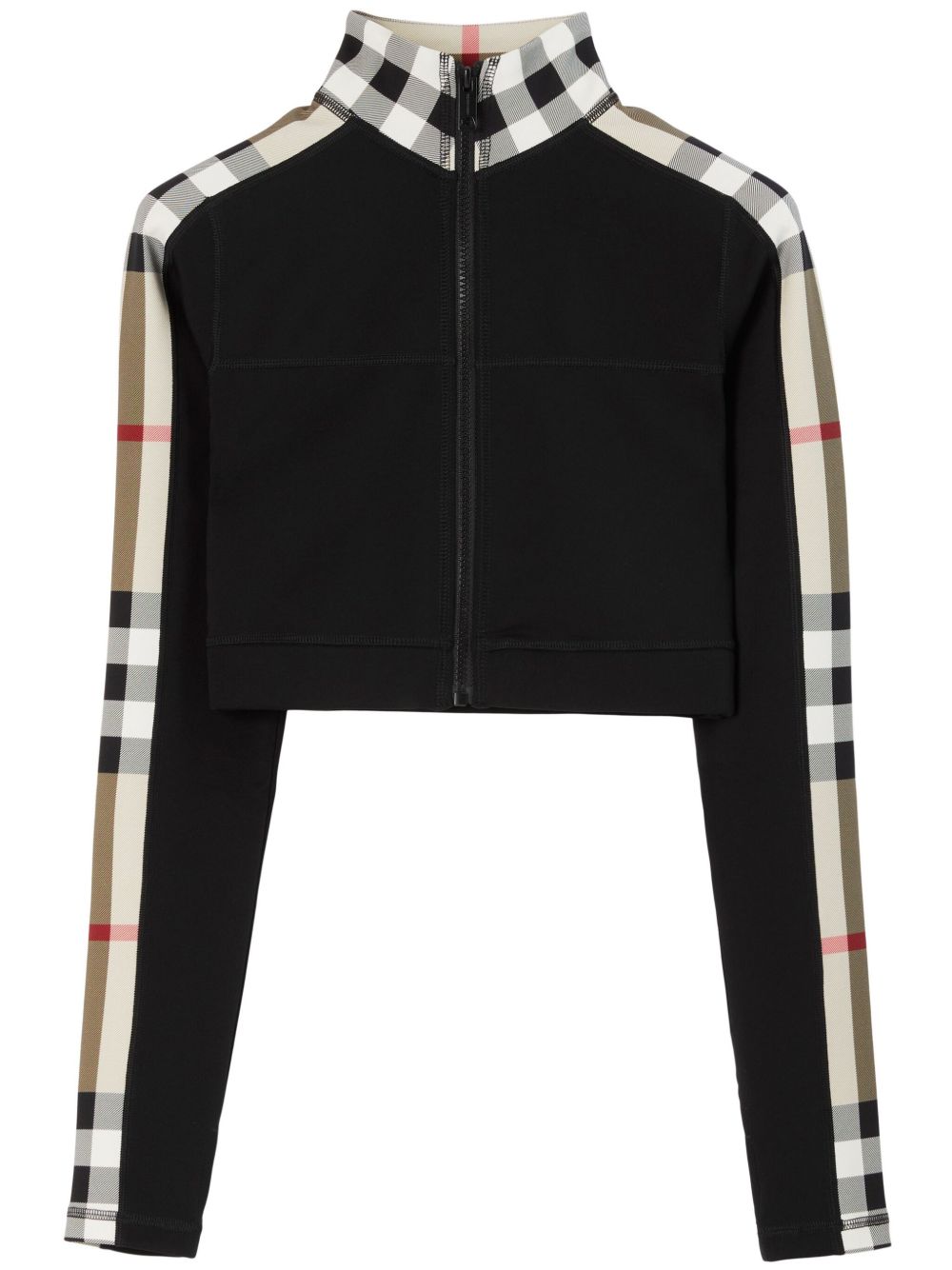 Burberry Check Motif Cropped Sweatshirt - Black