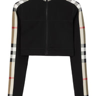 Burberry Check Motif Cropped Sweatshirt - Black