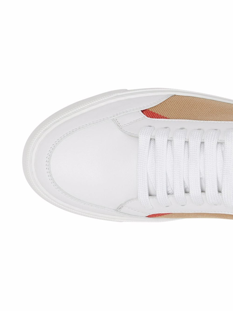 Burberry Check Leather Sneakers - White