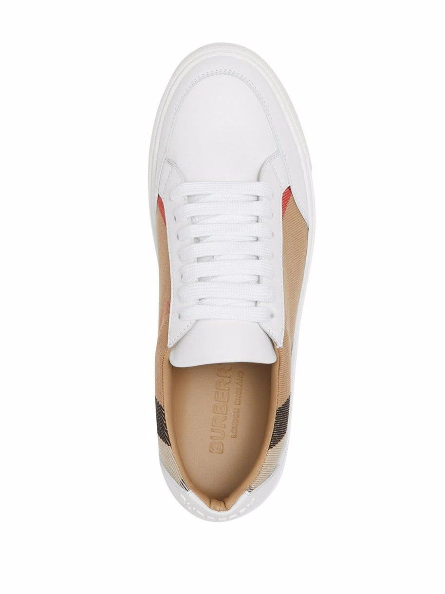 Burberry Check Leather Sneakers - White