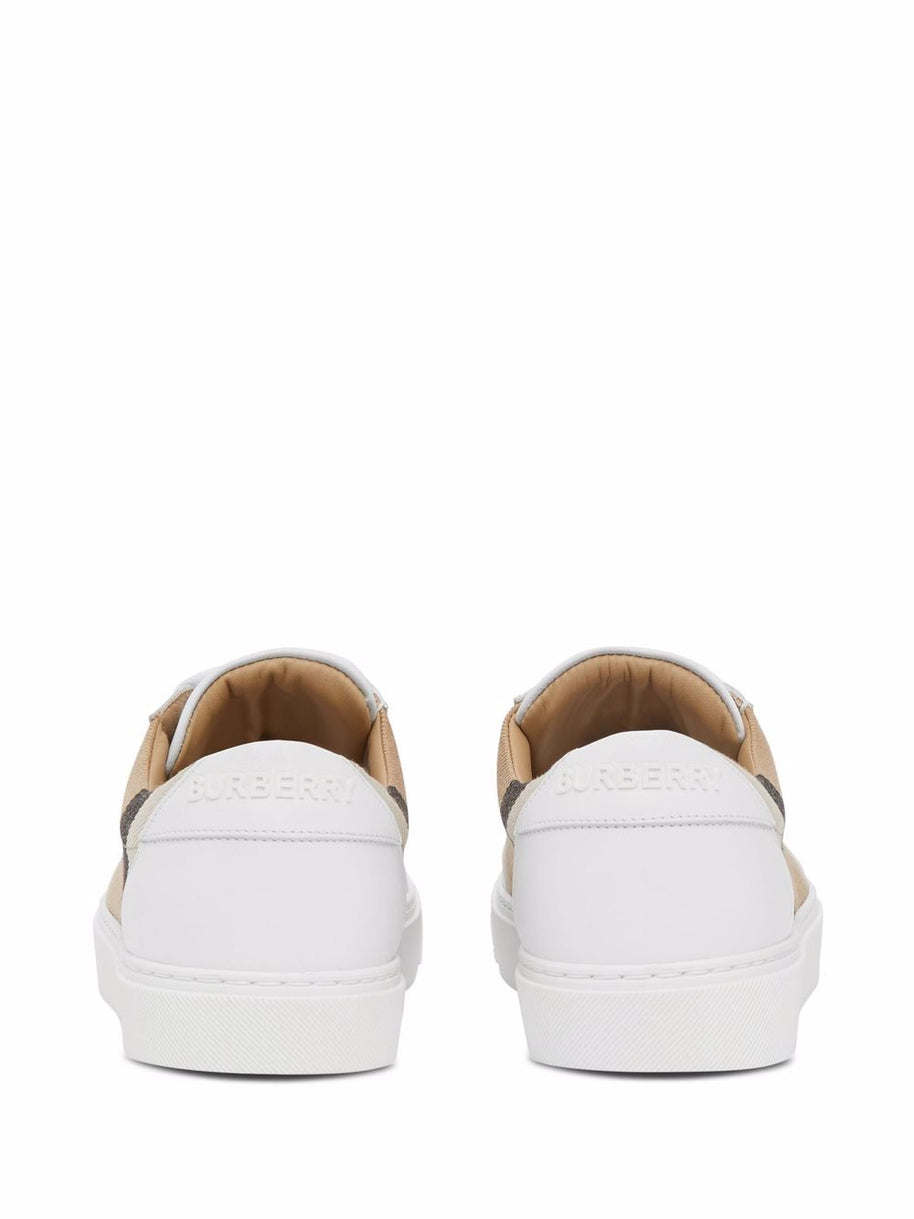 Burberry Check Leather Sneakers - White