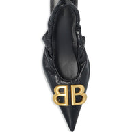 Balenciaga Monaco Leather Slingback Pumps - Black