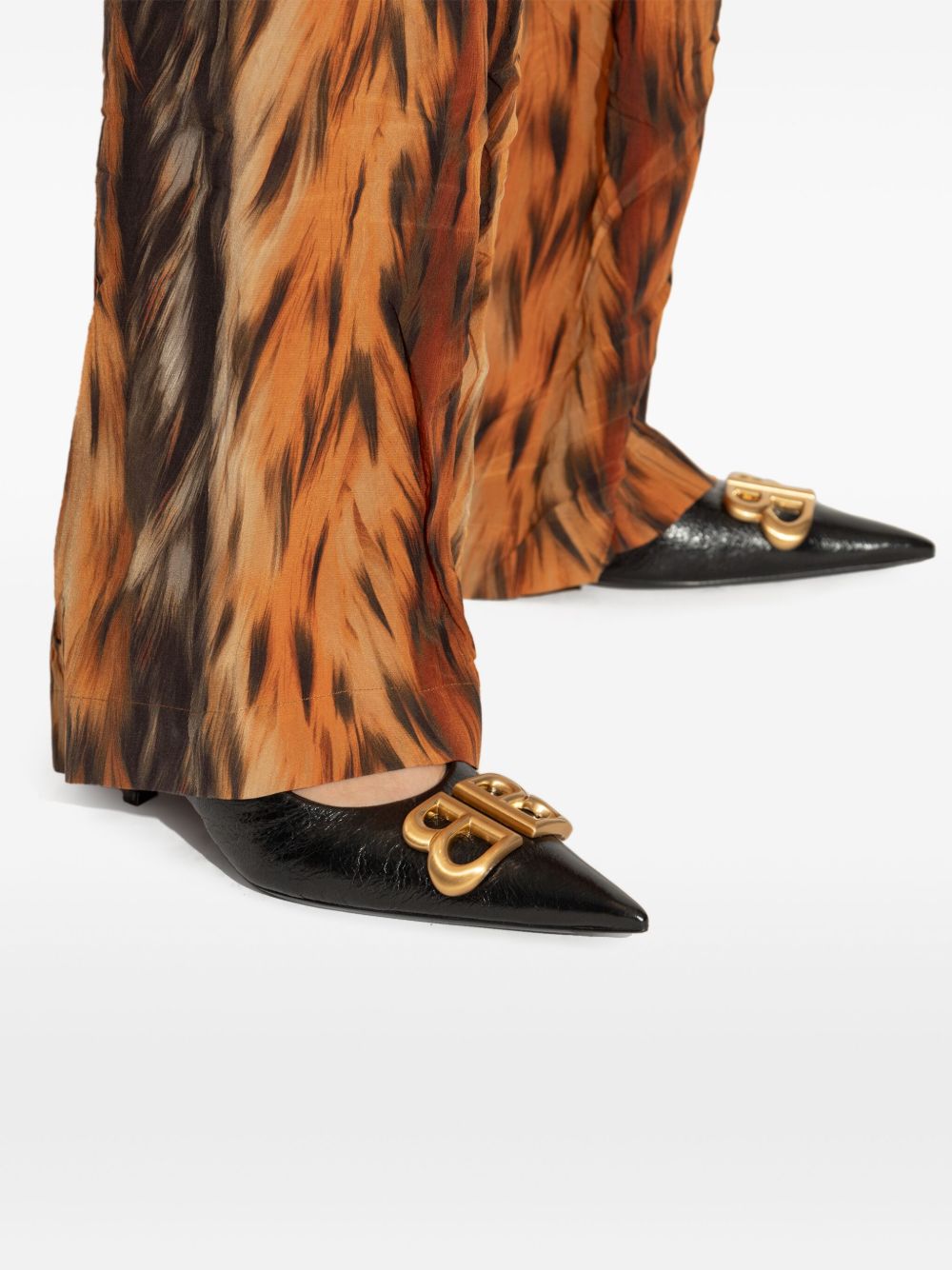 Balenciaga Monaco Leather Slingback Pumps - Black